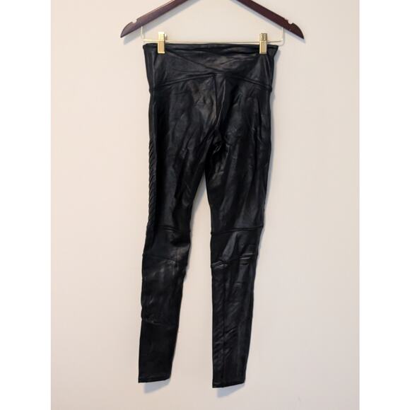 Title: Spanx Faux Leather Moto Leggings - Black - Size Medium - Picture 4 of 7